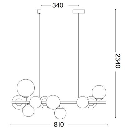 Ideal Lux - LED Пендел PERLAGE 10xG9/3W/230V 81 см черен/опушен