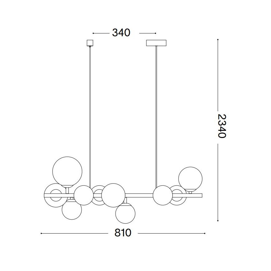 Ideal Lux - LED Пендел PERLAGE 10xG9/3W/230V 81 см черен/опушен