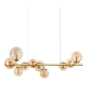 Ideal Lux - LED Пендел PERLAGE 10xG9/3W/230V 81 см златист/опушен