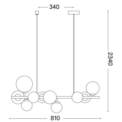 Ideal Lux - LED Пендел PERLAGE 10xG9/3W/230V 81 см златист/опушен