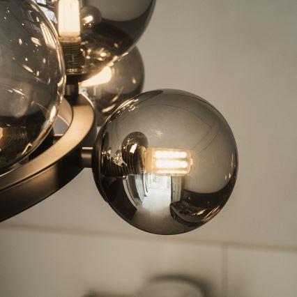 Ideal Lux - LED Пендел PERLAGE 11xG9/3W/230V Ø 73 см черен/опушен