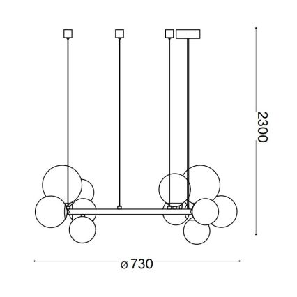 Ideal Lux - LED Пендел PERLAGE 11xG9/3W/230V Ø 73 см черен/опушен