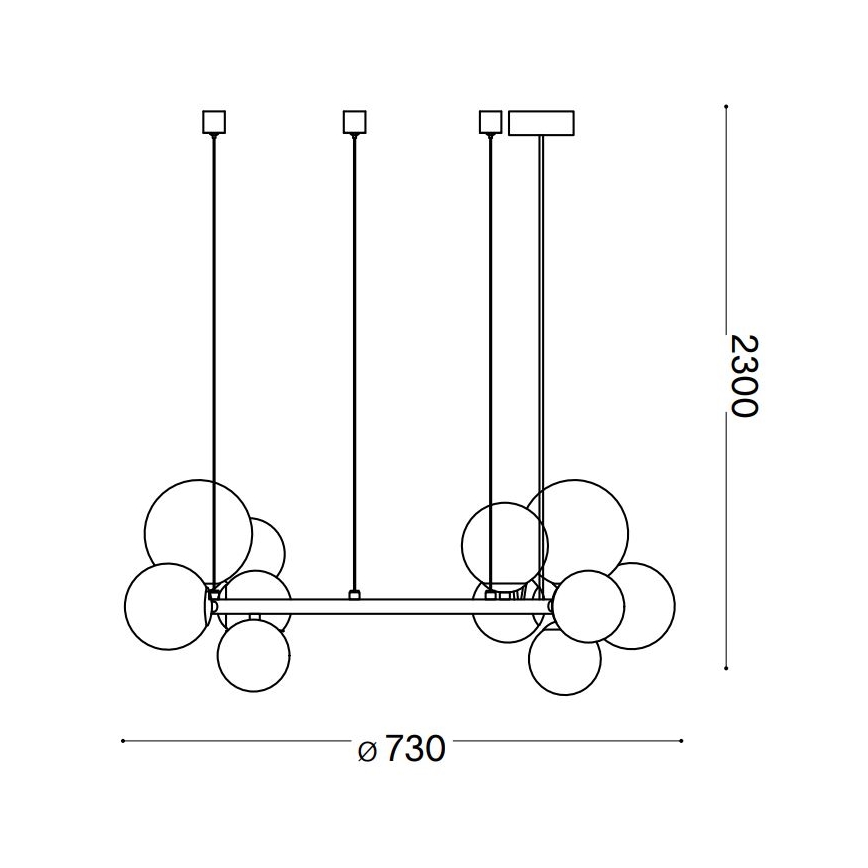 Ideal Lux - LED Пендел PERLAGE 11xG9/3W/230V Ø 73 см черен/опушен