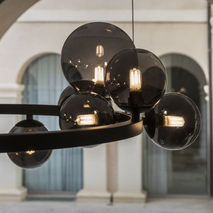 Ideal Lux - LED Пендел PERLAGE 11xG9/3W/230V Ø 73 см черен/опушен