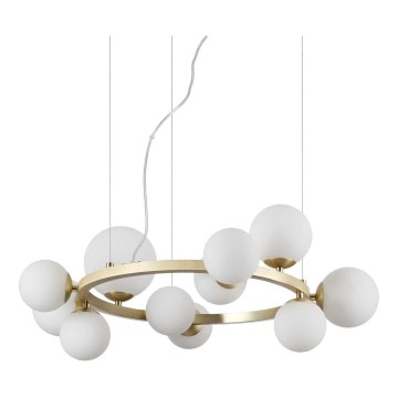 Ideal Lux - LED Пендел PERLAGE 11xG9/3W/230V Ø 73 см златист/бял