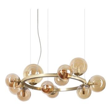 Ideal Lux - LED Пендел PERLAGE 11xG9/3W/230V Ø 73 см златист/опушен