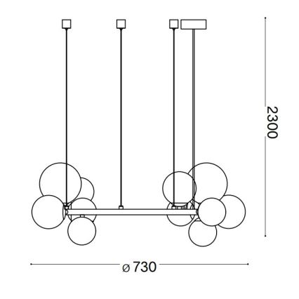 Ideal Lux - LED Пендел PERLAGE 11xG9/3W/230V Ø 73 см златист/опушен