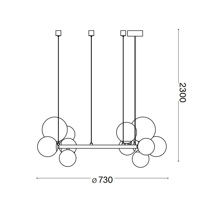 Ideal Lux - LED Пендел PERLAGE 11xG9/3W/230V Ø 73 см златист/опушен