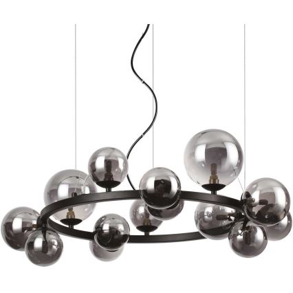 Ideal Lux - LED Пендел PERLAGE 14xG9/3W/230V Ø 85 см черен/опушен