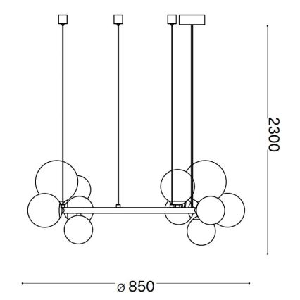 Ideal Lux - LED Пендел PERLAGE 14xG9/3W/230V Ø 85 см черен/опушен