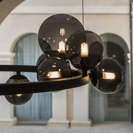 Ideal Lux - LED Пендел PERLAGE 14xG9/3W/230V Ø 85 см черен/опушен