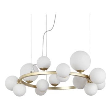 Ideal Lux - LED Пендел PERLAGE 14xG9/3W/230V Ø 85 см златист/бял