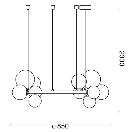 Ideal Lux - LED Пендел PERLAGE 14xG9/3W/230V Ø 85 см златист/бял