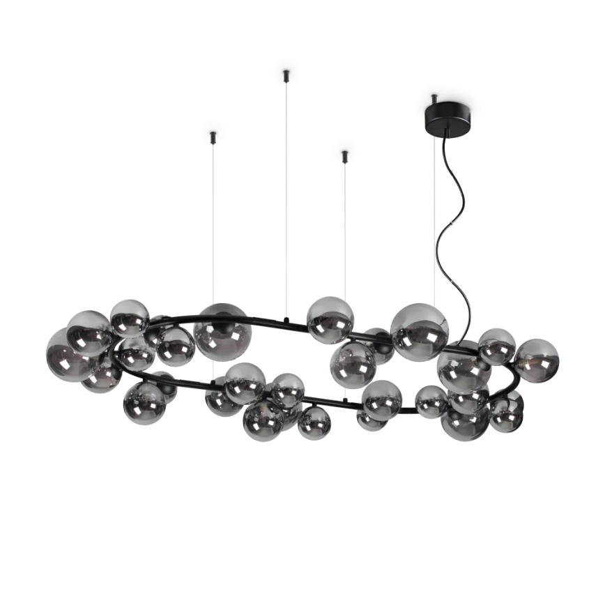 Ideal Lux - LED Пендел PERLAGE 30xG9/3W/230V 143 см черен/опушен