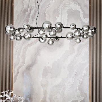 Ideal Lux - LED Пендел PERLAGE 30xG9/3W/230V 143 см черен/опушен