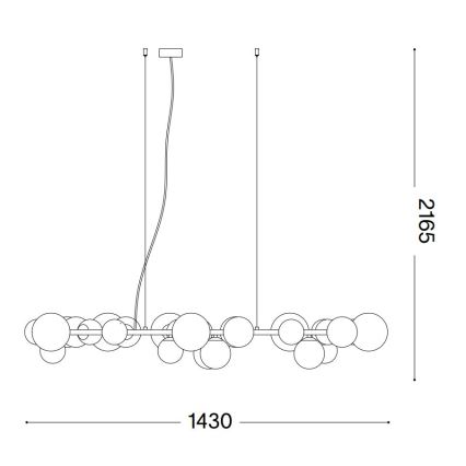 Ideal Lux - LED Пендел PERLAGE 30xG9/3W/230V 143 см черен/опушен