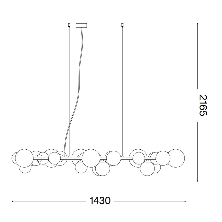 Ideal Lux - LED Пендел PERLAGE 30xG9/3W/230V 143 см черен/опушен