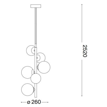 Ideal Lux - LED Пендел PERLAGE 6xG9/3W/230V Ø 26 см черен/опушен
