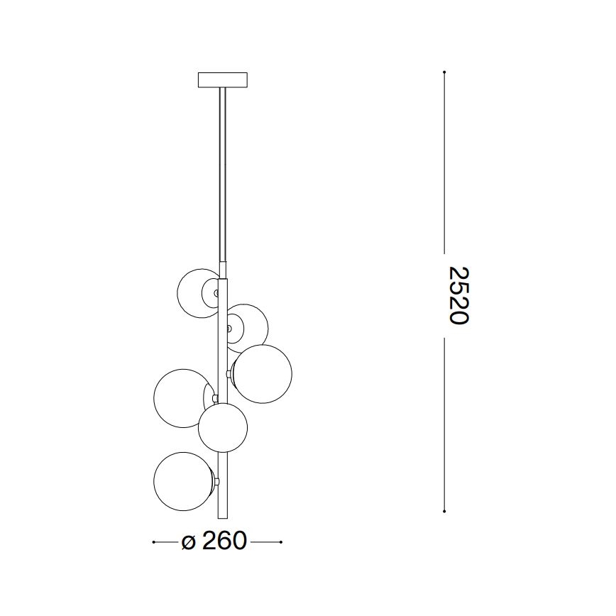 Ideal Lux - LED Пендел PERLAGE 6xG9/3W/230V Ø 26 см черен/опушен
