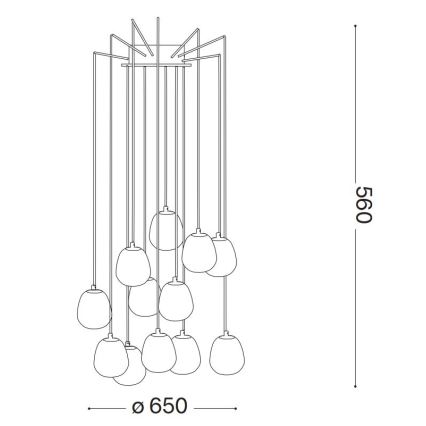 Ideal Lux - LED Пендел RHAPSODY 12xG9/3W/230V месинг