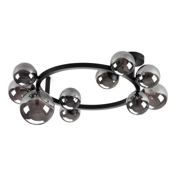 Ideal Lux - LED плафонен полилей PERLAGE 10xG9/3W/230V Ø 70 см черен/димчато черен