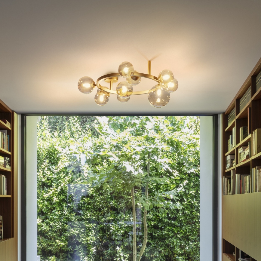 Ideal Lux - LED полилей за повърхностен монтаж PERLAGE 10xG9/3W/230V, диаметър 70 см, златисто/димчато бежово