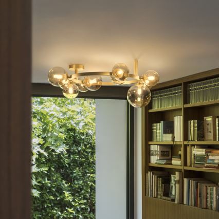 Ideal Lux - LED полилей за повърхностен монтаж PERLAGE 10xG9/3W/230V, диаметър 70 см, златисто/димчато бежово