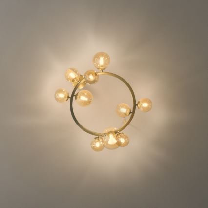 Ideal Lux - LED полилей за повърхностен монтаж PERLAGE 10xG9/3W/230V, диаметър 70 см, златисто/димчато бежово