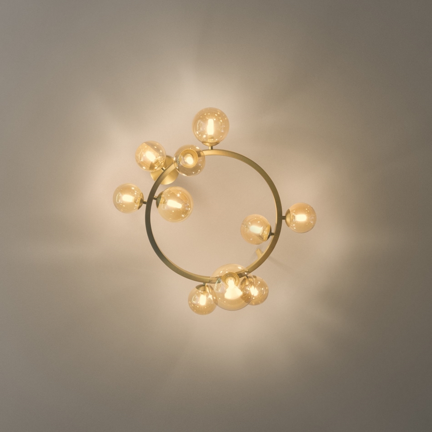 Ideal Lux - LED полилей за повърхностен монтаж PERLAGE 10xG9/3W/230V, диаметър 70 см, златисто/димчато бежово
