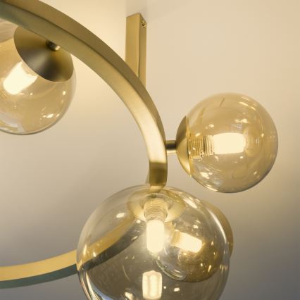 Ideal Lux - LED полилей за повърхностен монтаж PERLAGE 10xG9/3W/230V, диаметър 70 см, златисто/димчато бежово