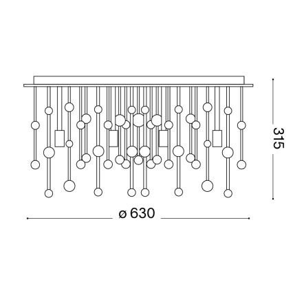 Ideal Lux - LED Плафониера 12xG9/3W/230V Ø 63 см лъскав хром