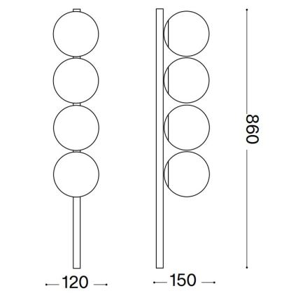 Ideal Lux - LED Плафониера BINOMIO 4xG9/3W/230V черен