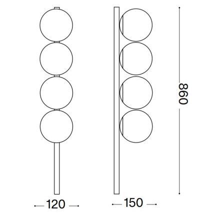 Ideal Lux - LED Плафониера BINOMIO 4xG9/3W/230V златист