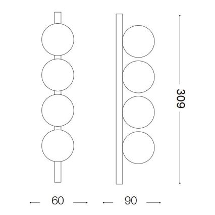 Ideal Lux - LED Плафониера PING PONG 4xLED/3W/230V CRI 90 черен