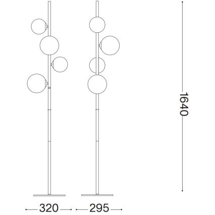 Ideal Lux - LED подова лампа PERLAGE 4xG9/3W/230V черен/опушен
