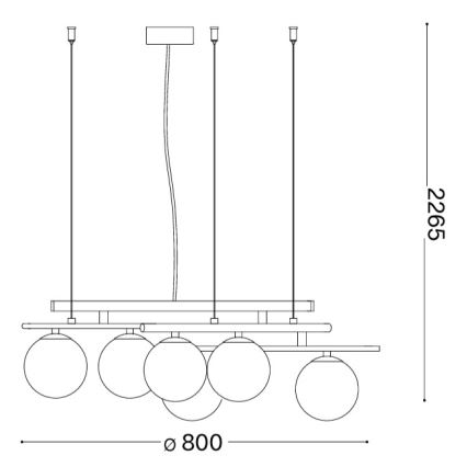 Ideal Lux - LED полилей ATLAS на кабел, 6×G9/3W/230V, златен
