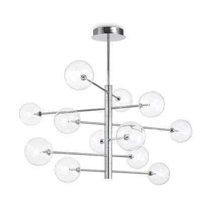 Ideal Lux - LED Полилей EQUINOXE 12xG4/2W/230V Ø 124 см лъскав хром/прозрачен