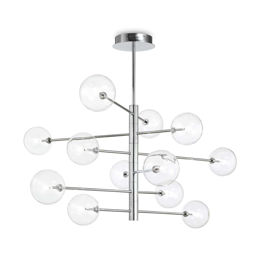 Ideal Lux - LED Полилей EQUINOXE 12xG4/2W/230V Ø 124 см лъскав хром/прозрачен