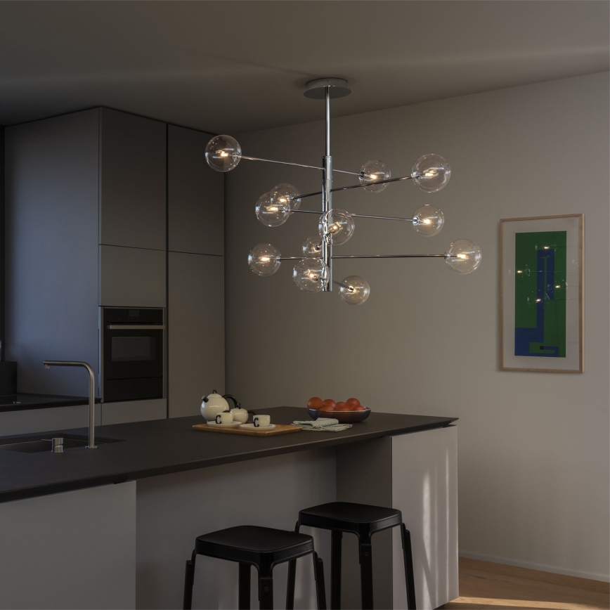 Ideal Lux - LED Полилей EQUINOXE 12xG4/2W/230V Ø 124 см лъскав хром/прозрачен