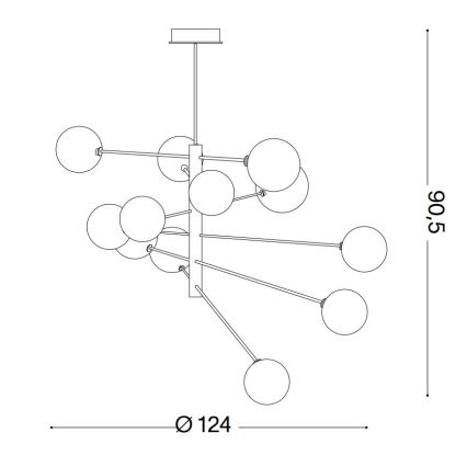 Ideal Lux - LED Полилей EQUINOXE 12xG4/2W/230V Ø 124 см лъскав хром/прозрачен