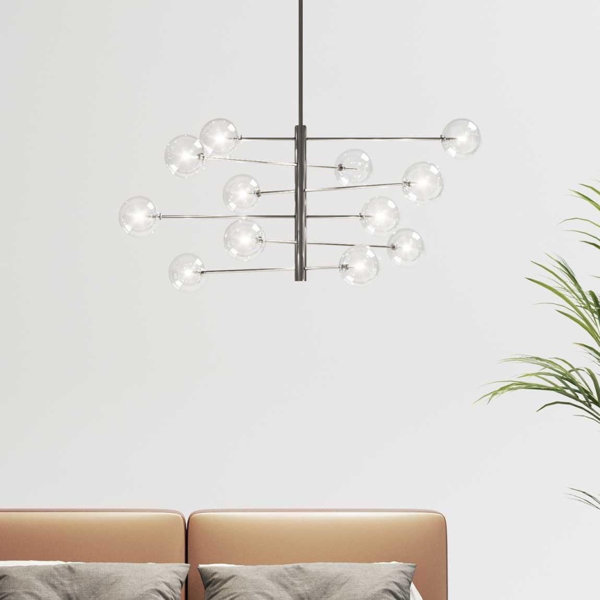 Ideal Lux - LED Полилей EQUINOXE 12xG4/2W/230V Ø 124 см лъскав хром/прозрачен