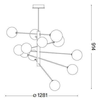 Ideal Lux - LED Полилей EQUINOXE 12xG4/2W/230V Ø 128,1 см лъскав хром/опушен