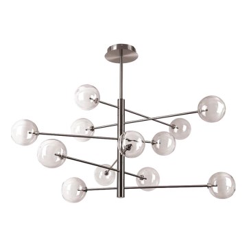 Ideal Lux - LED Полилей EQUINOXE 12xG4/2W/230V Ø 128,1 см лъскав хром/опушен