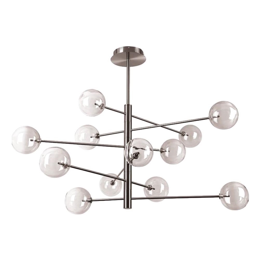 Ideal Lux - LED Полилей EQUINOXE 12xG4/2W/230V Ø 128,1 см лъскав хром/опушен