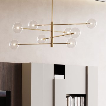 Ideal Lux - LED Полилей EQUINOXE 8xG4/2W/230V Ø 128 см месинг/прозрачен
