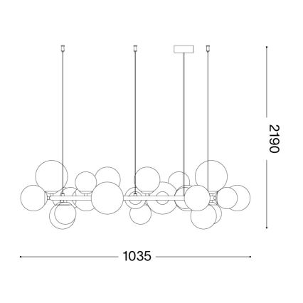 Ideal Lux - LED полилей на трос PERLAGE 25xG9/3W/230V 110 cm златист/бял