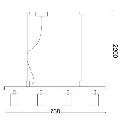 Ideal Lux - LED полилей на кабел DYNAMITE 4xGU10/7W/230V CRI 90 месинг