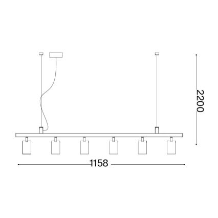 Ideal Lux - LED полилей на кабел DYNAMITE 6xGU10/7W/230V CRI 90 месинг