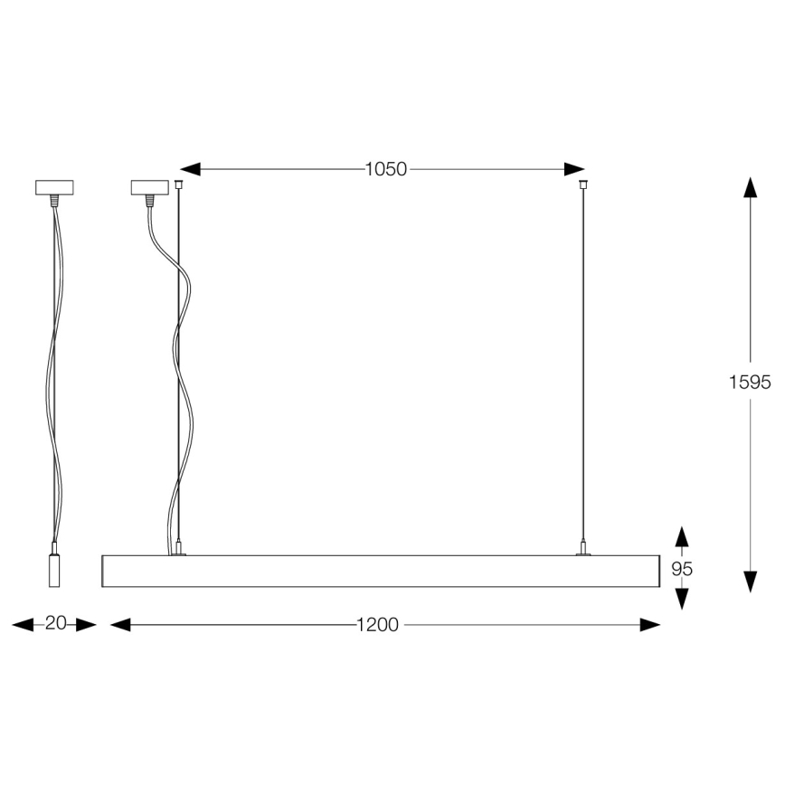 Ideal Lux - LED полилей на кабел LINUS LED/32W/230V 3000K CRI 90 120 cm черен