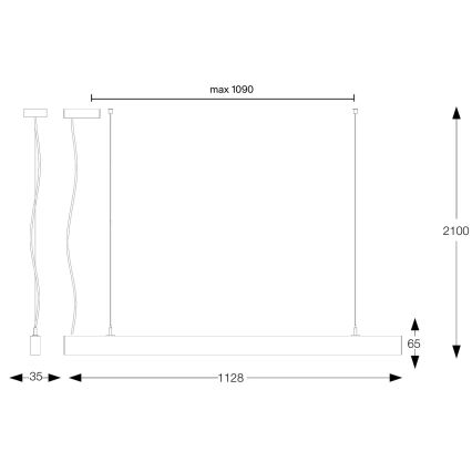 Ideal Lux - LED полилей на кабел OFFICE LED/30W/230V 3000K CRI 90 черен